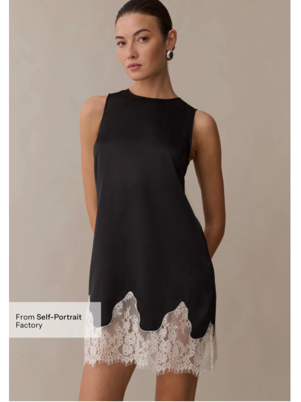 Women's kourt Yasmin Dress Black & White Lace Hem Mini Dress Size M